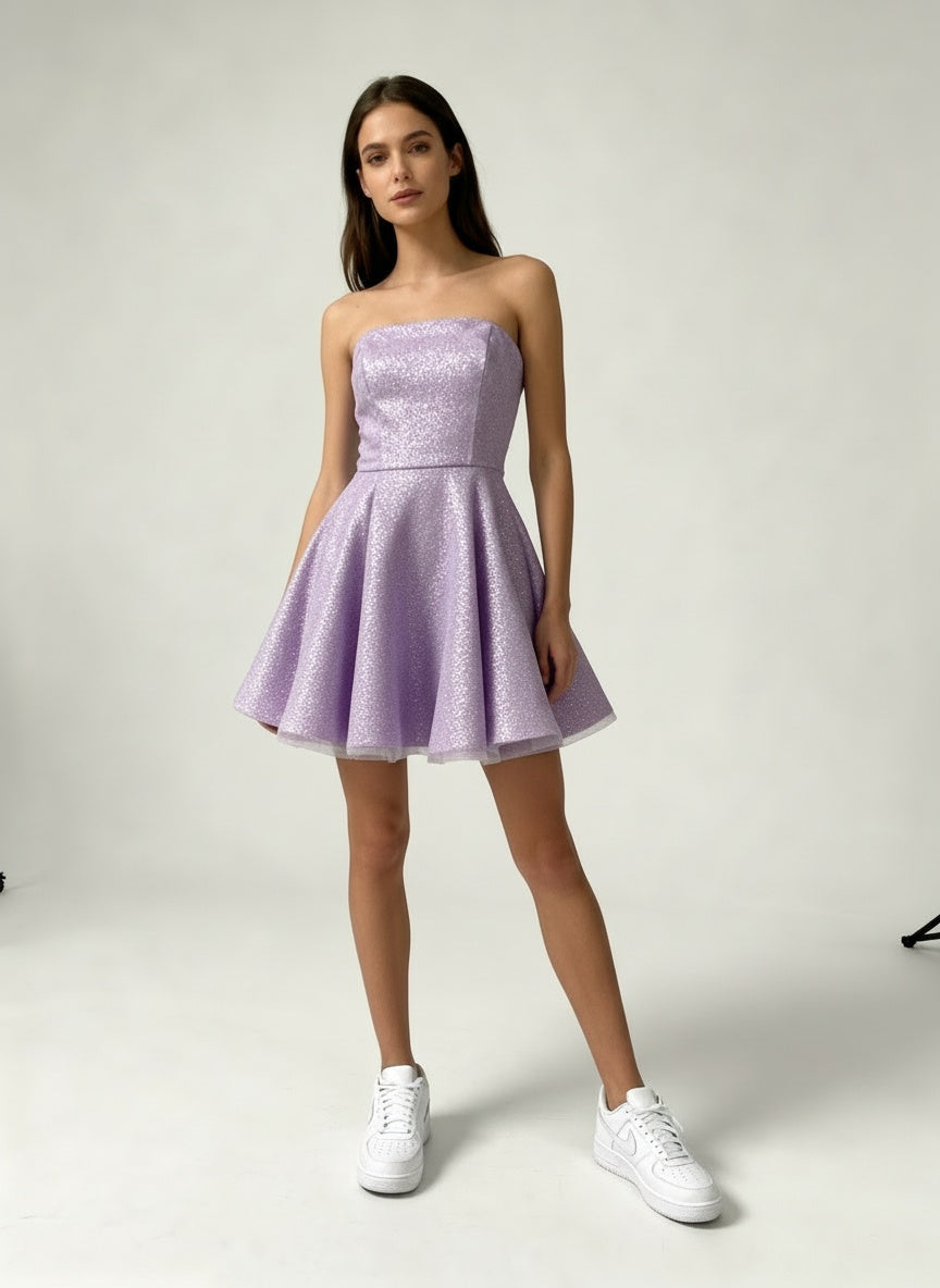 Elegantna mini haljina za malu maturu sa korsetom i mašnom
