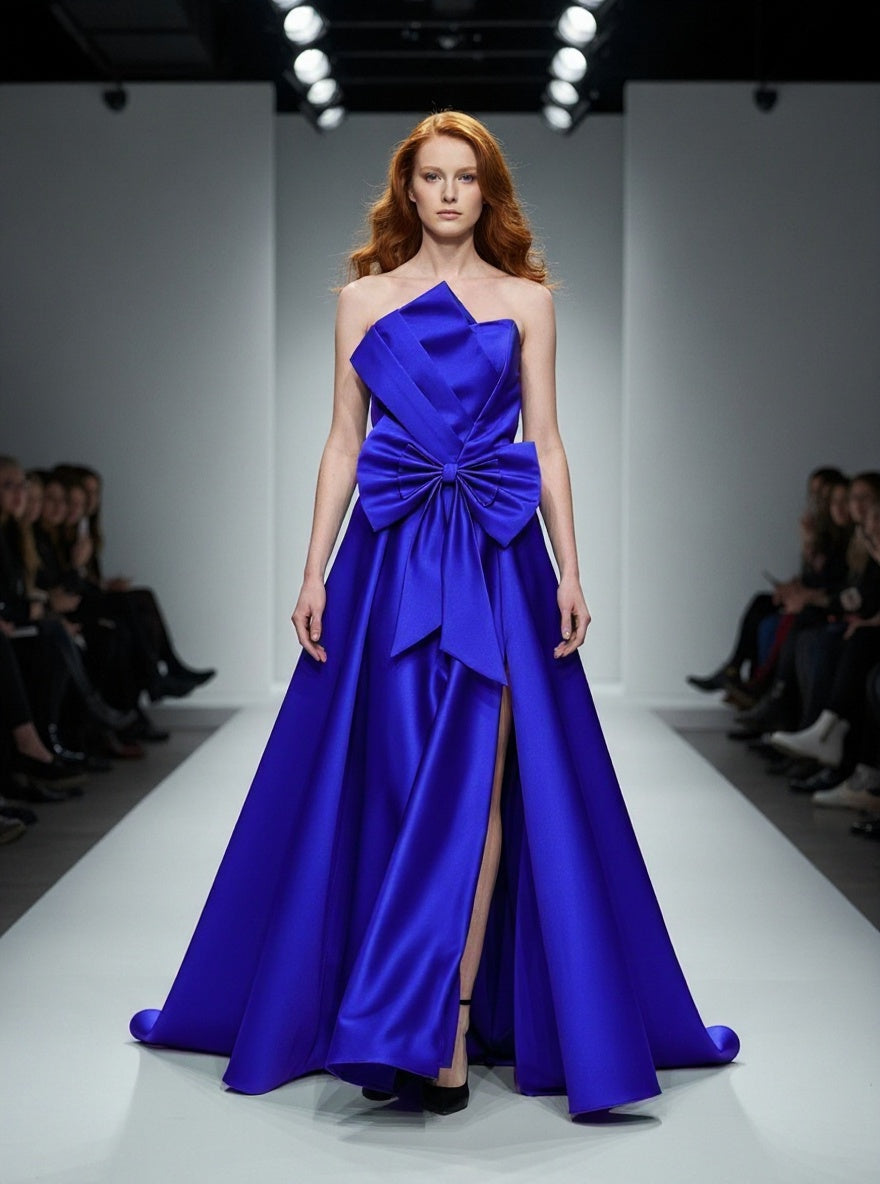 Svečana haljina sa mašnom i elegantnim šlicem