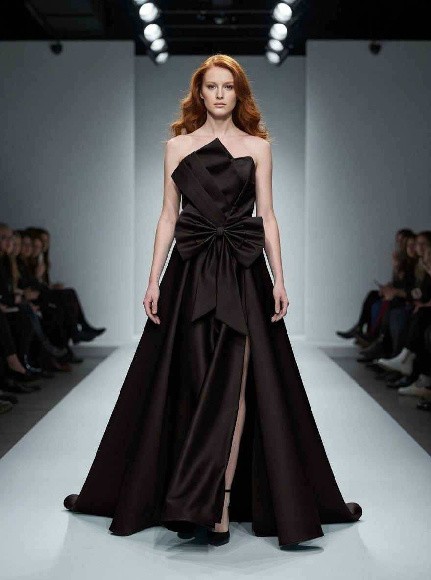 Svečana haljina sa mašnom i elegantnim šlicem