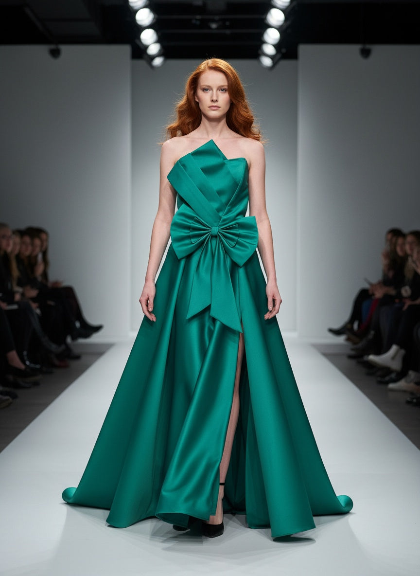 Svečana haljina sa mašnom i elegantnim šlicem