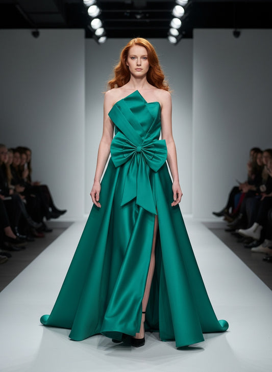 Svečana haljina sa mašnom i elegantnim šlicem